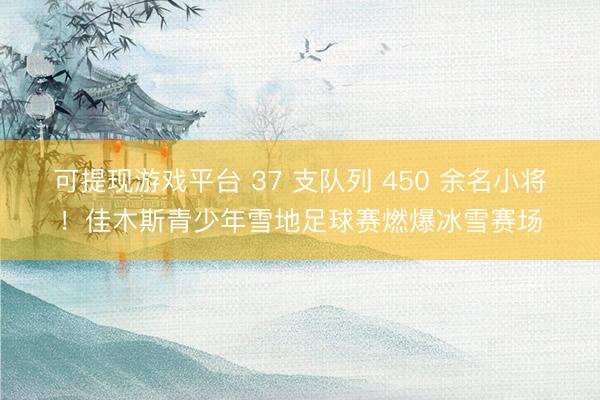 可提现游戏平台 37 支队列 450 余名小将！佳木斯青少年雪地足球赛燃爆冰雪赛场
