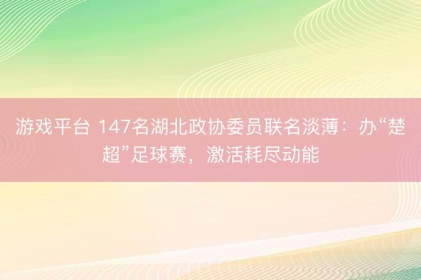 游戏平台 147名湖北政协委员联名淡薄：办“楚超”足球赛，激活耗尽动能
