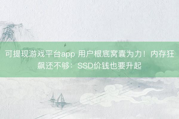 可提现游戏平台app 用户根底窝囊为力！内存狂飙还不够：SSD价钱也要升起