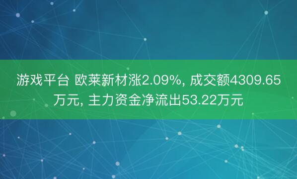 游戏平台 欧莱新材涨2.09%, 成交额4309.65万元, 主力资金净流出53.22万元