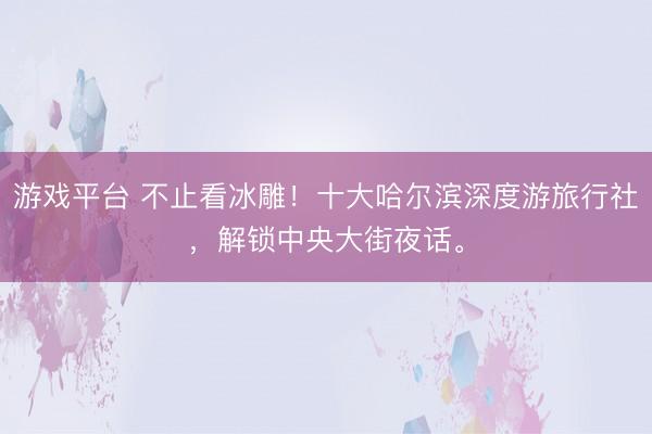 游戏平台 不止看冰雕！十大哈尔滨深度游旅行社，解锁中央大街夜话。
