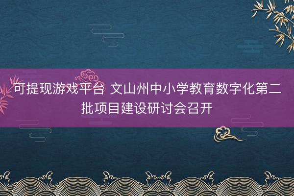 可提现游戏平台 文山州中小学教育数字化第二批项目建设研讨会召开