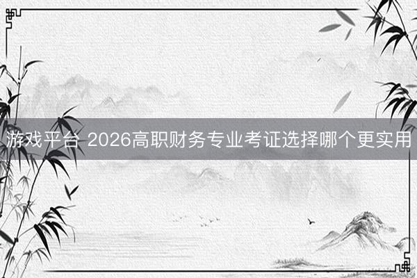游戏平台 2026高职财务专业考证选择哪个更实用