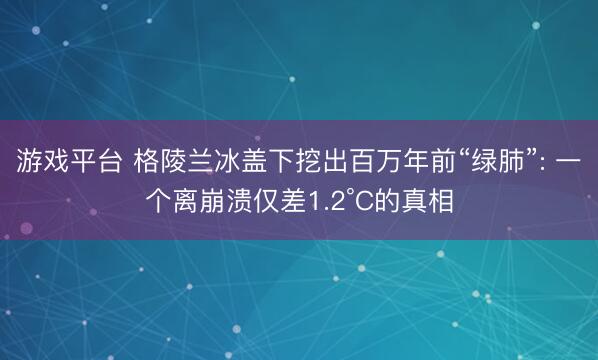 游戏平台 格陵兰冰盖下挖出百万年前“绿肺”: 一个离崩溃仅差1.2°C的真相