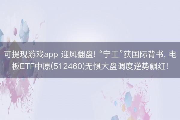 可提现游戏app 迎风翻盘! “宁王”获国际背书, 电板ETF中原(512460)无惧大盘调度逆势飘红!