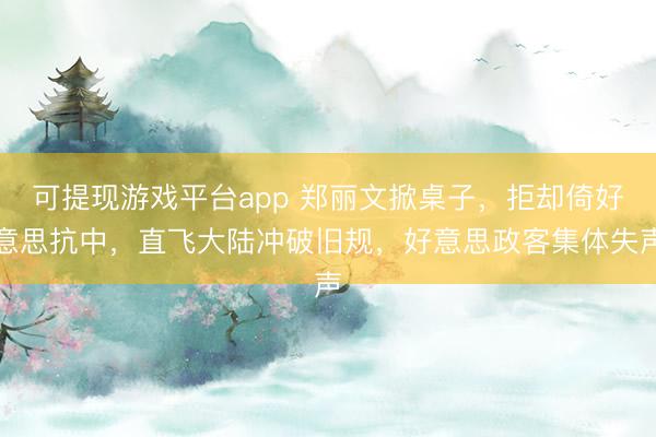 可提现游戏平台app 郑丽文掀桌子,拒却倚好意思抗中,直飞大陆冲破旧规,好意思政客集体失声