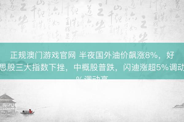 正规澳门游戏官网 半夜国外油价飙涨8%，好意思股三大指数下挫，中概股普跌，闪迪涨超5%调动高