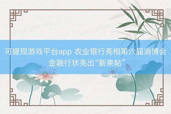 可提现游戏平台app 农业银行亮相第六届消博会 金融行状亮出“新柬帖”