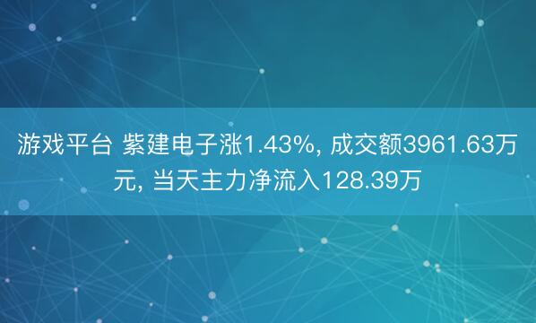 游戏平台 紫建电子涨1.43%， 成交额3961.63万元， 当天主力净流入128.39万