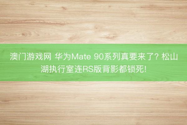 澳门游戏网 华为Mate 90系列真要来了? 松山湖执行室连RS版背影都锁死!